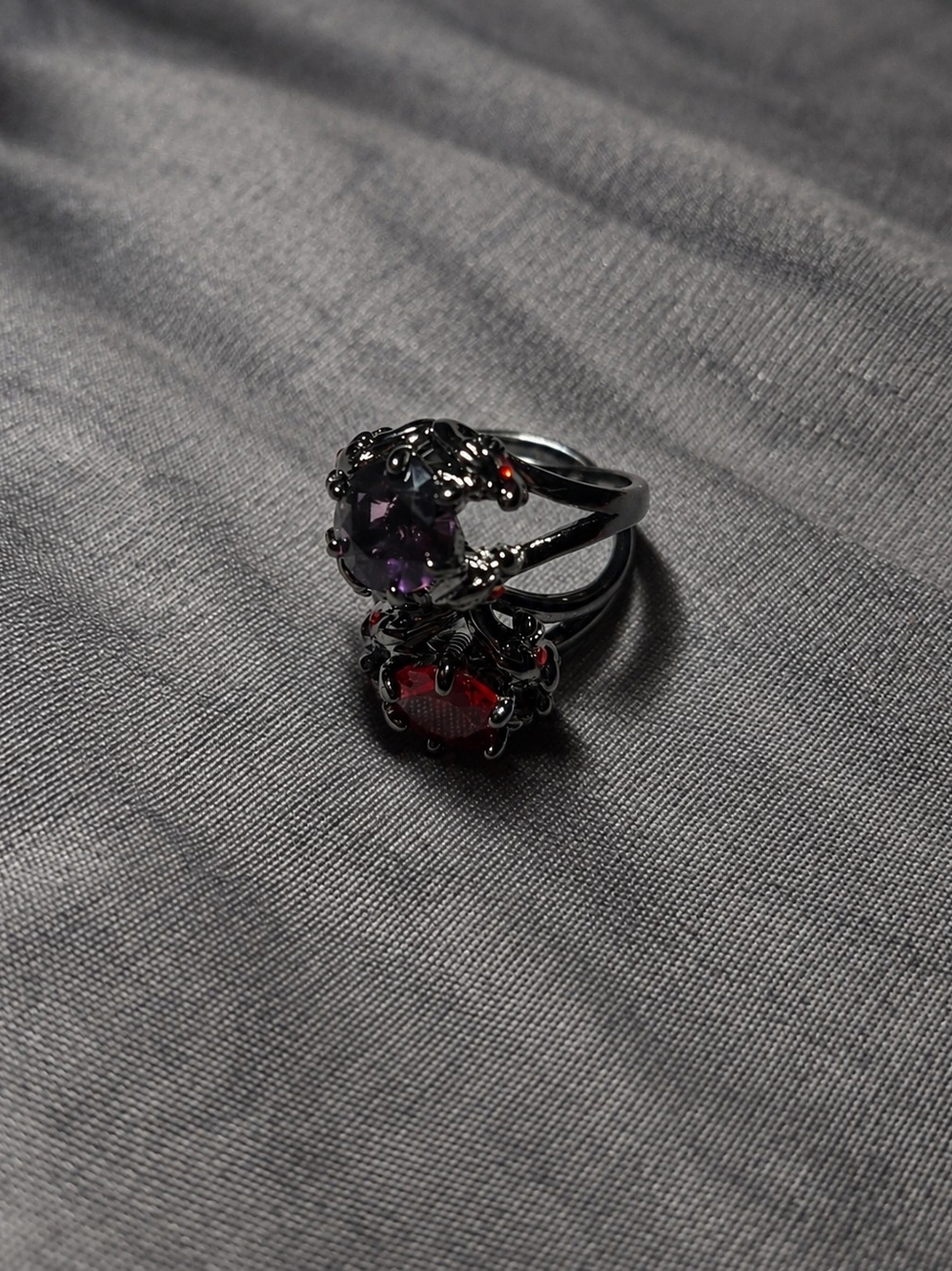 Gothic Dragon Ring Purple Silver Tone Statement Ring